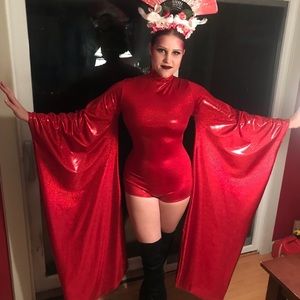 Holographic red Kimono bodysuit